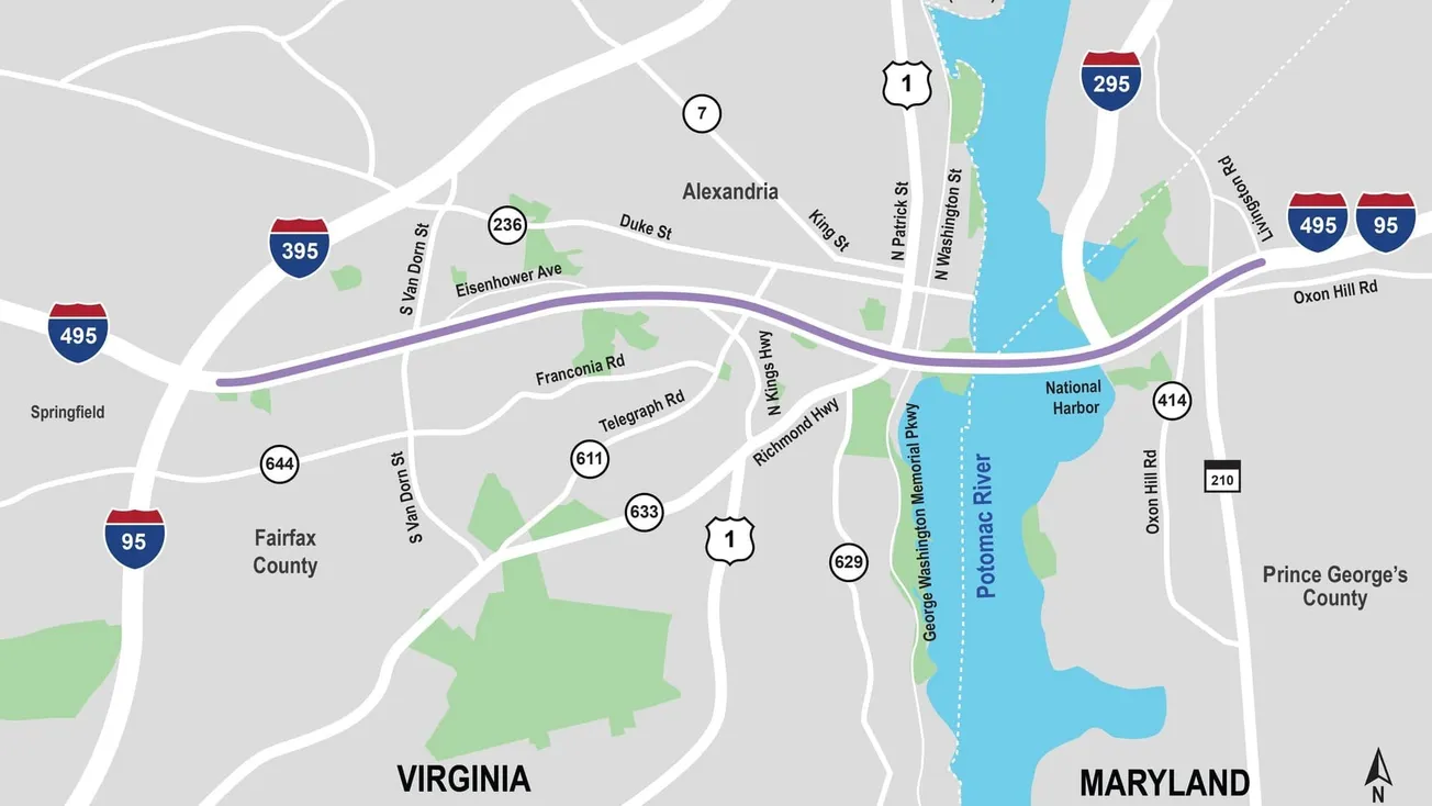 Virginia to ask regional board to revive Beltway express lanes plan across Wilson Bridge