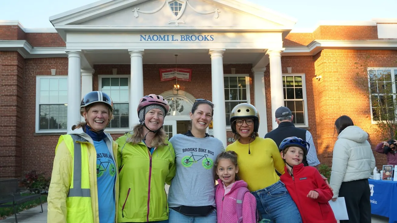 Mayor Alyia Gaskins rides along with the Brooks Bike Bus