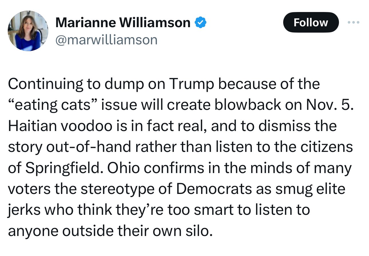 Nate Hochman on X: "It's weirdly unsurprising that Marianne Williamson is the one left-winger who's willing to acknowledge the demonic spiritual character of Haitian voodoo https://t.co/JjRzQh7gWX" / X