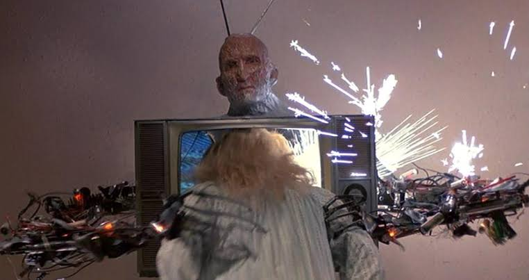 Freddy Kruger smashing a victim's head into a TV in the third Nightmare on Elm St film