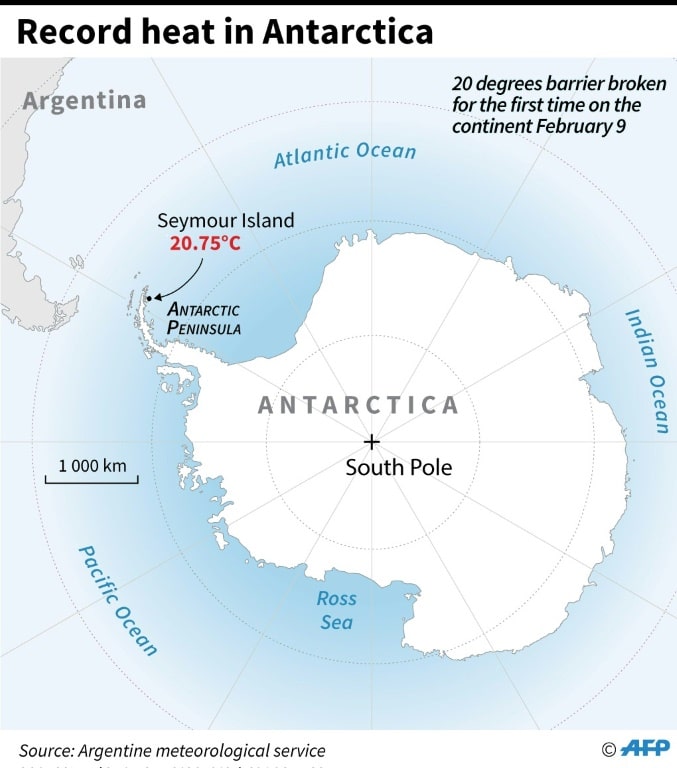 antarctique carte record temperature 2020