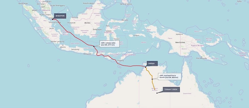 carte liaison centrale sun cable australie singapour