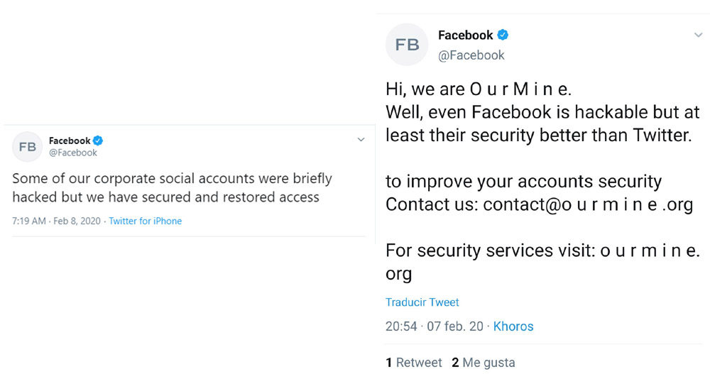 message ourmine piratage compte facebook twitter 2020