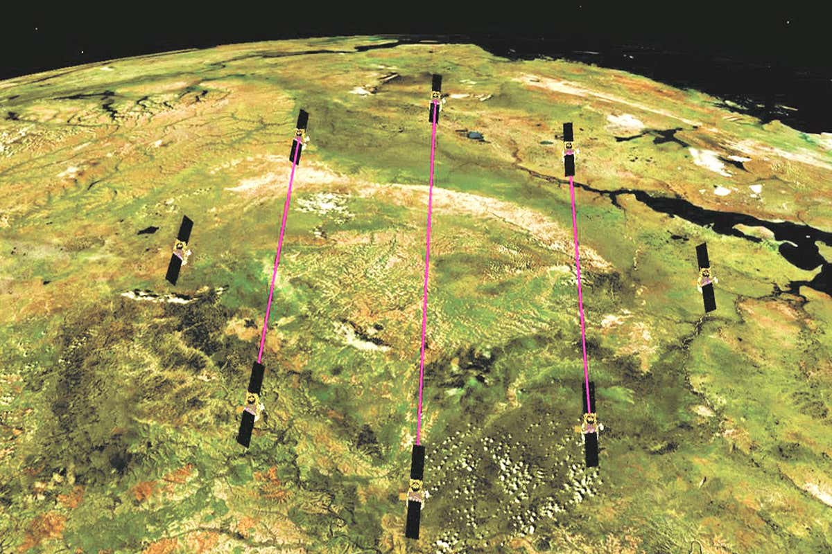vue artiste satellites propulses par lasers photoniques