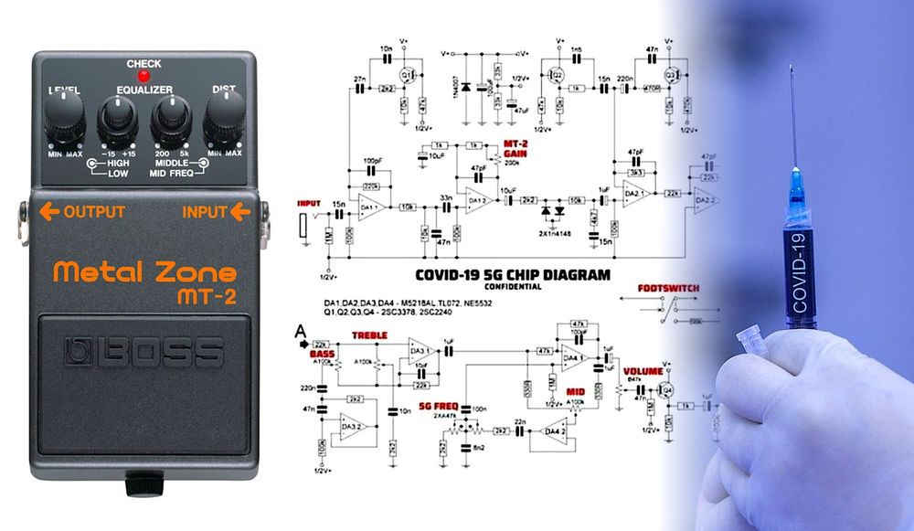 Conspirations et puce 5G : le schéma électrique devenu viral est celui d'une pédale pour guitare électrique