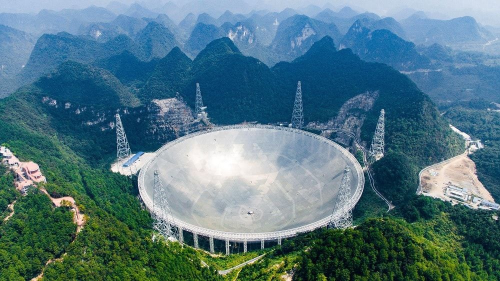 La Chine termine les tests de son radiotélescope géant, muni d'une antenne parabolique d'un demi-kilomètre de diamètre
