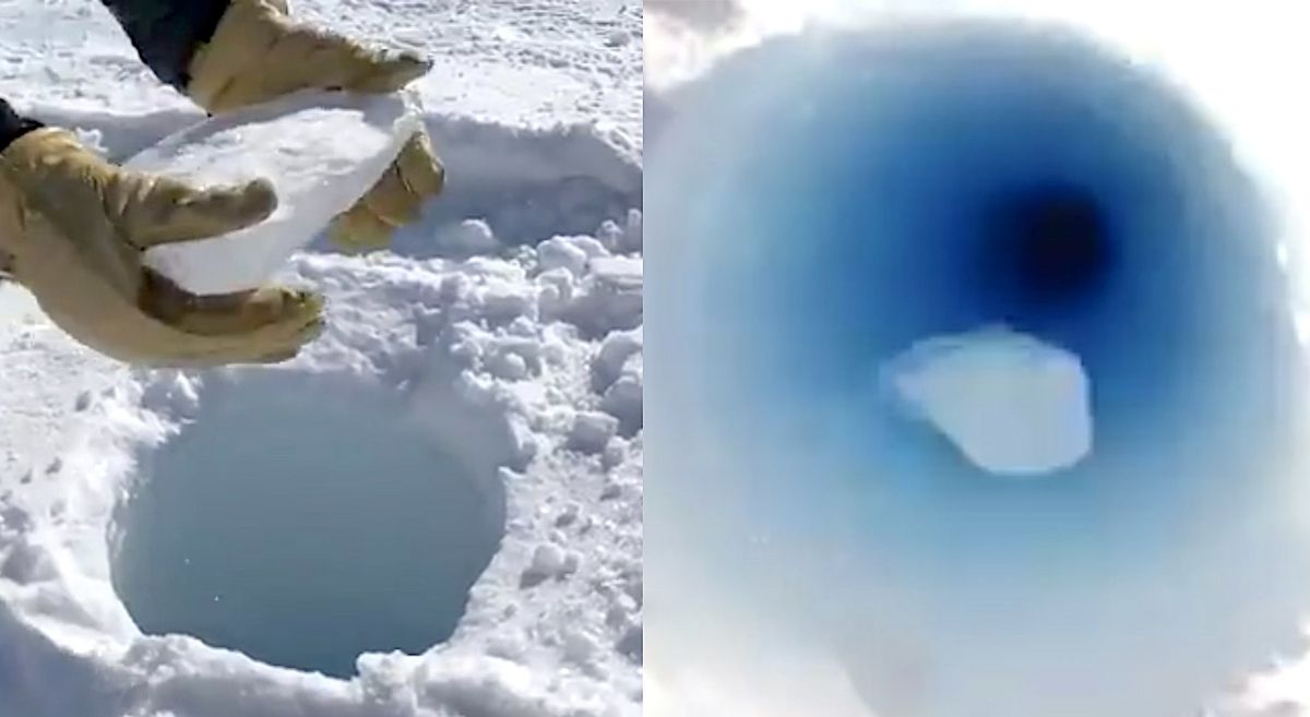 Des sons surprenants émis lorsqu'un morceau de glace est jeté dans un trou de forage en Antarctique. Explications.