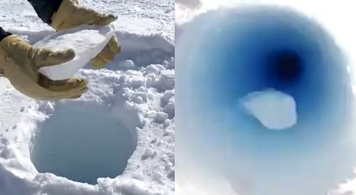 Des sons surprenants émis lorsqu'un morceau de glace est jeté dans un trou de forage en Antarctique. Explications.