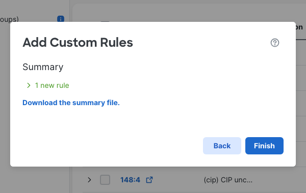 The Snort 3 custom-rule upload summary reports one new rule.
