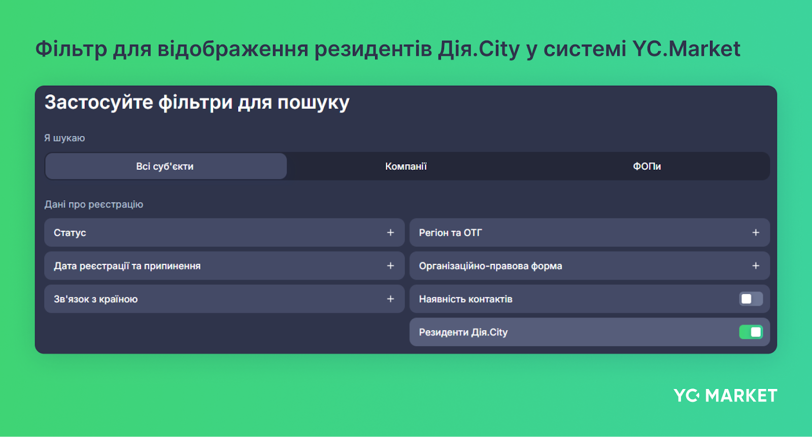 Фільтр для відображення резидентів