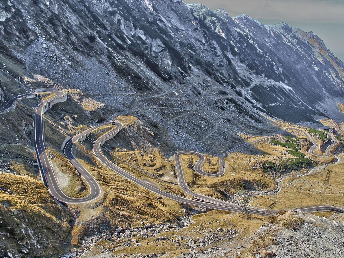 Hairpin turns of Transfăgărășan cycling climb