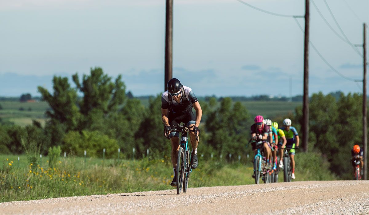 Cyclist riding gravel