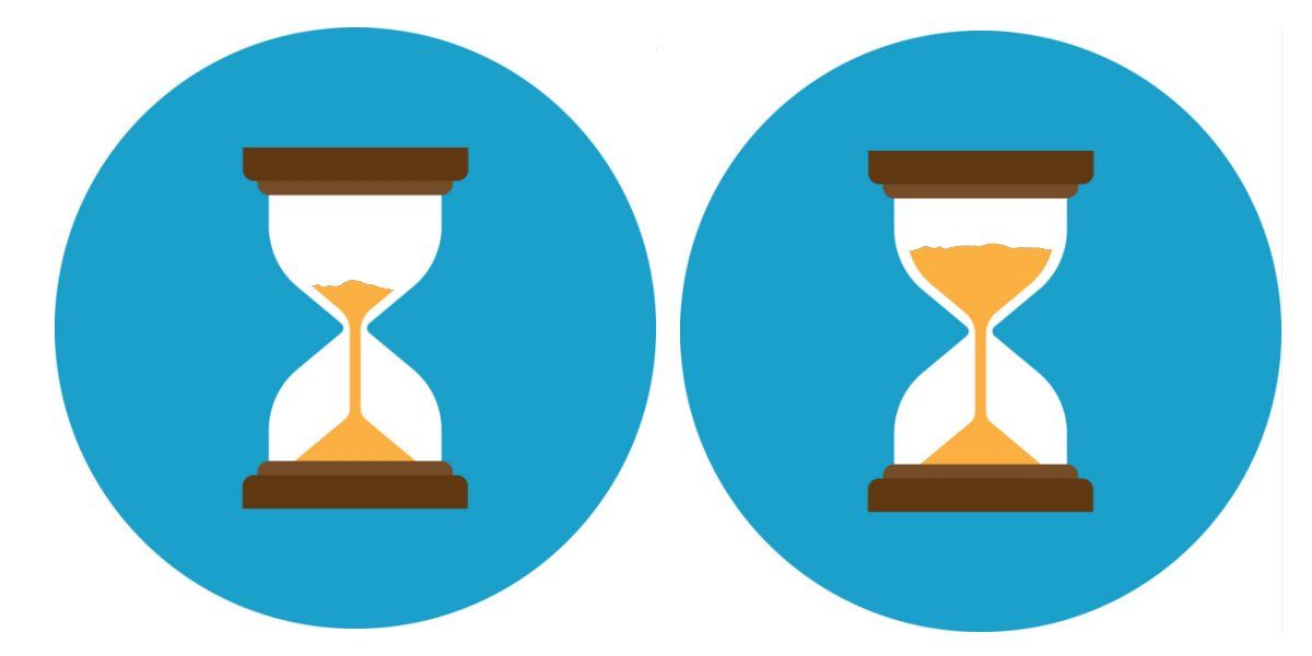 two hourglasses with short and long time 