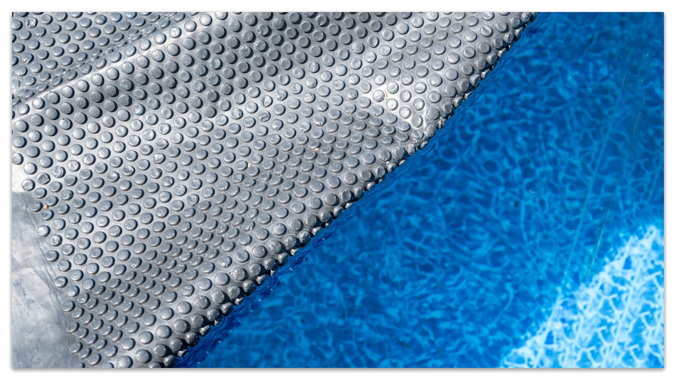 A floating pool cover prevents evaporation.