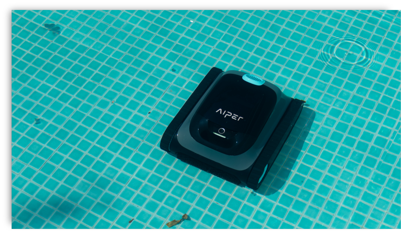 Aiper Scuba S1 robot cleaning green sludge while opening pool for summer