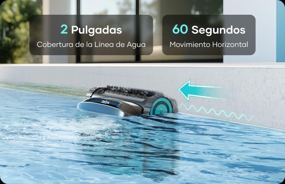 Robot de piscina limpia la línea de flotación