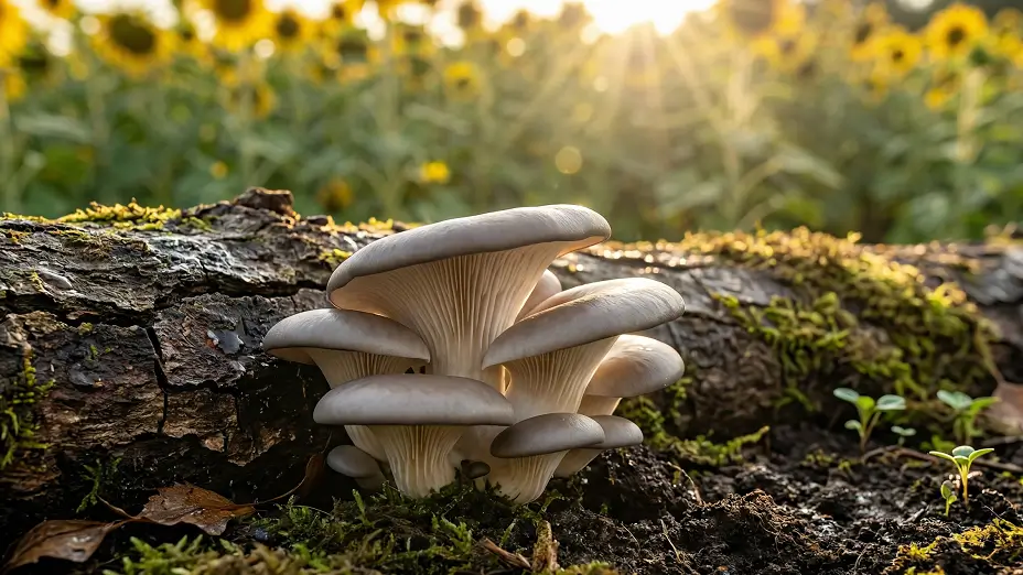 Using sunflowers and oyster mushrooms for phytoremediation to clean chemical residue from soil.