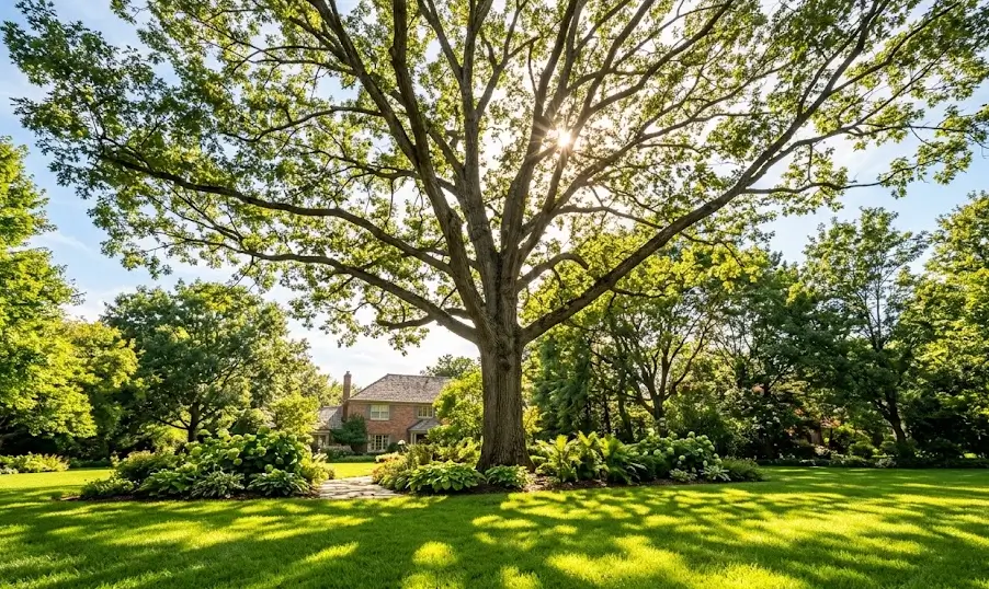 Taller grass height to absorb more light for shaded lawn growth.