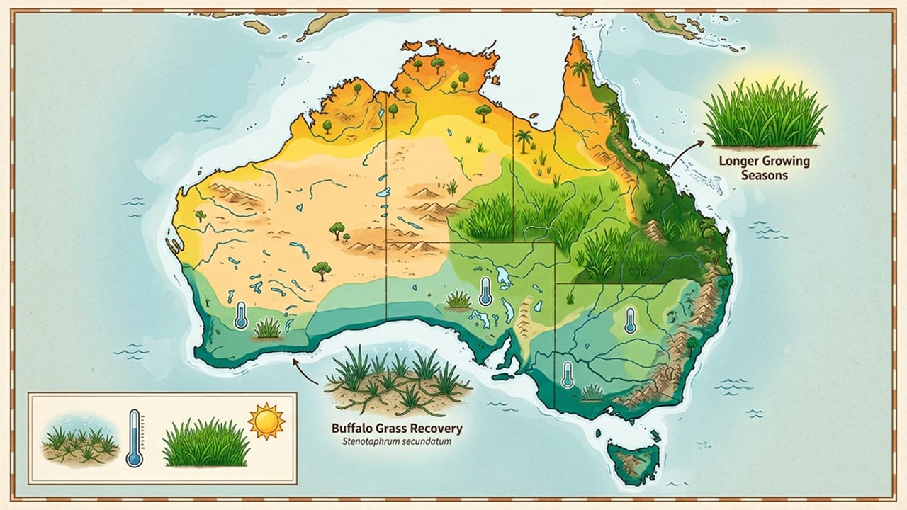 Australian climate zones affecting buffalo lawn fertilising timing