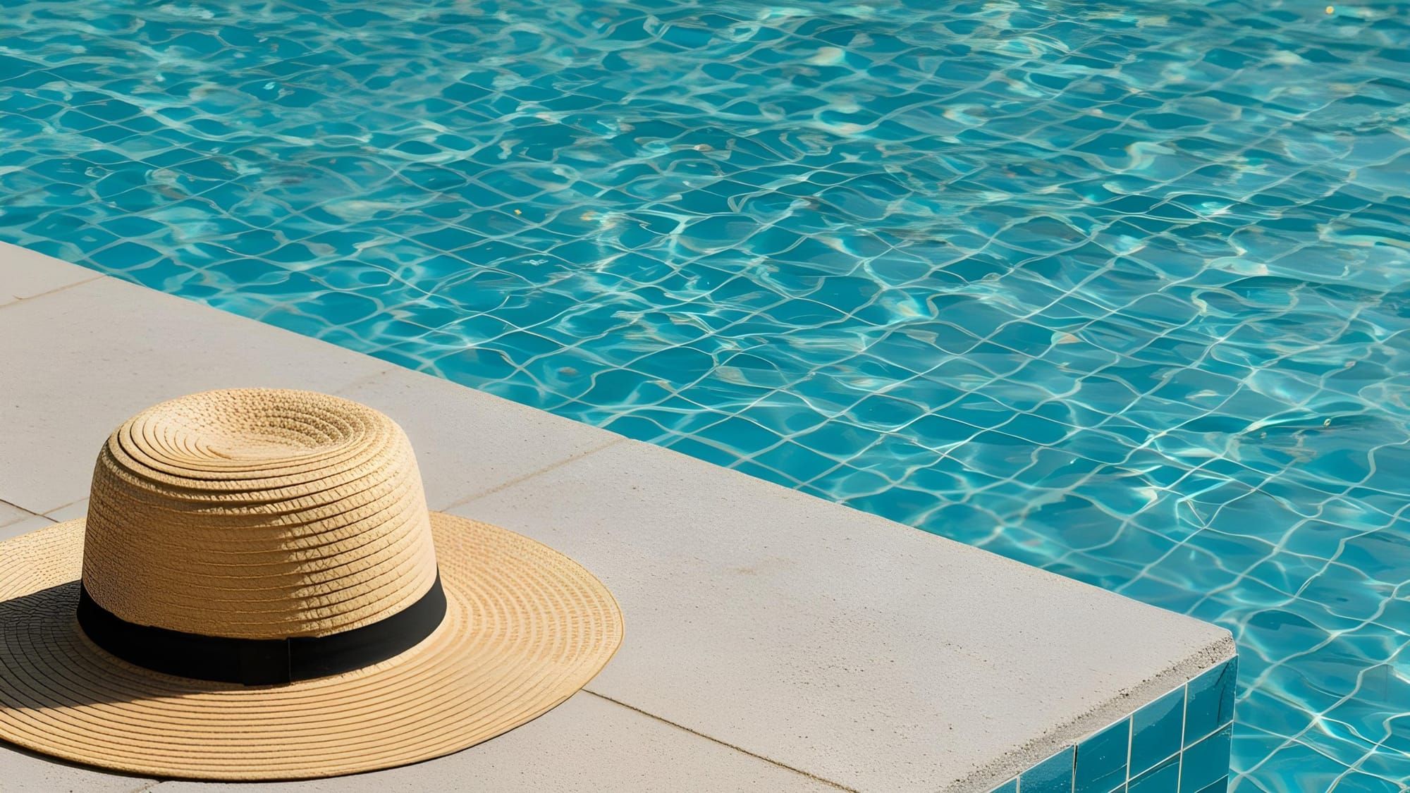 A swimming pool, which has been treated with the BBB method, is sparkling.