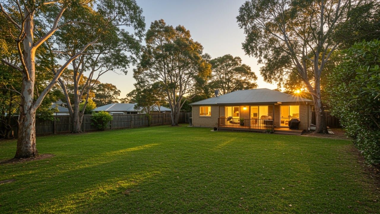 A lush green Australian backyard lawn showcasing healthy grass varieties suitable for the local climate.