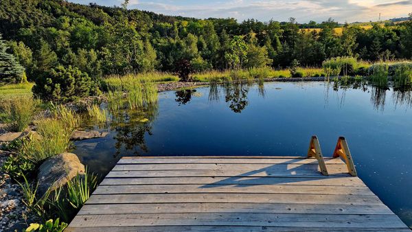 A natural swimming pool looks like a lake in Australia southeast