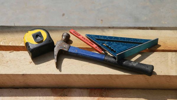 Several tools for DIY hot tub cover.