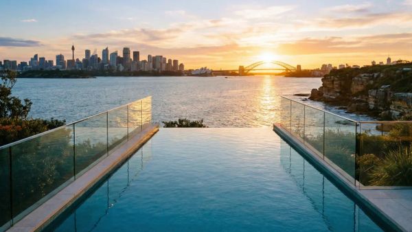 Stunning infinity edge pool seamlessly merging with the Australian ocean view.