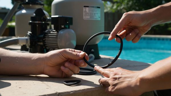 hands are applying a thin layer of clear lubricant to a black rubber O-ring held between fingers.