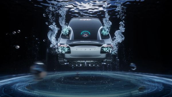 Ein automatischer Poolroboter in Aktion zeigt, wie das Filtersystem unter Wasser funktioniert.