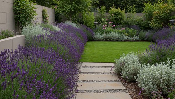 A beautiful, water-efficient front yard demonstrating what is xeriscaping with colorful drought-tolerant plants.