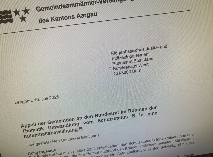 Schutzstatus S: Aargauer Gemeindeammänner schreiben Brief an Bundesrat - Ruf nach Vorlaufzeit von mindestens zwei Jahren