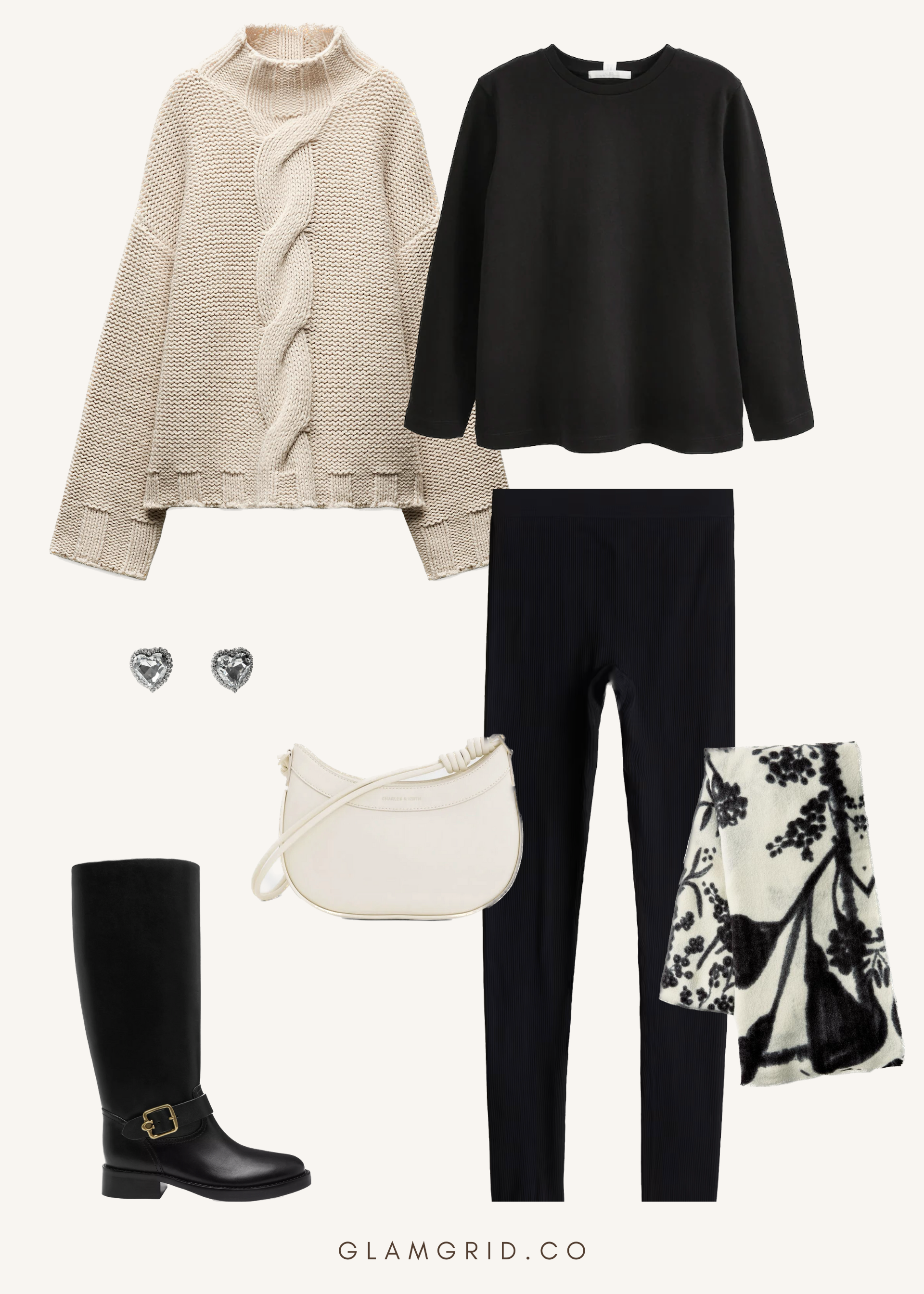 Valentine's Day movie date outfit with sweater, leggings and boots