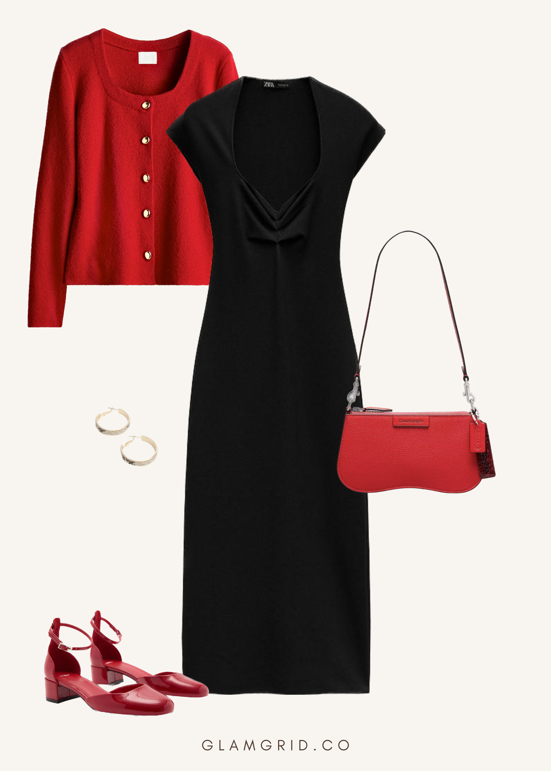 Valentine's Day movie date outfit with knit midi dress and cardigan