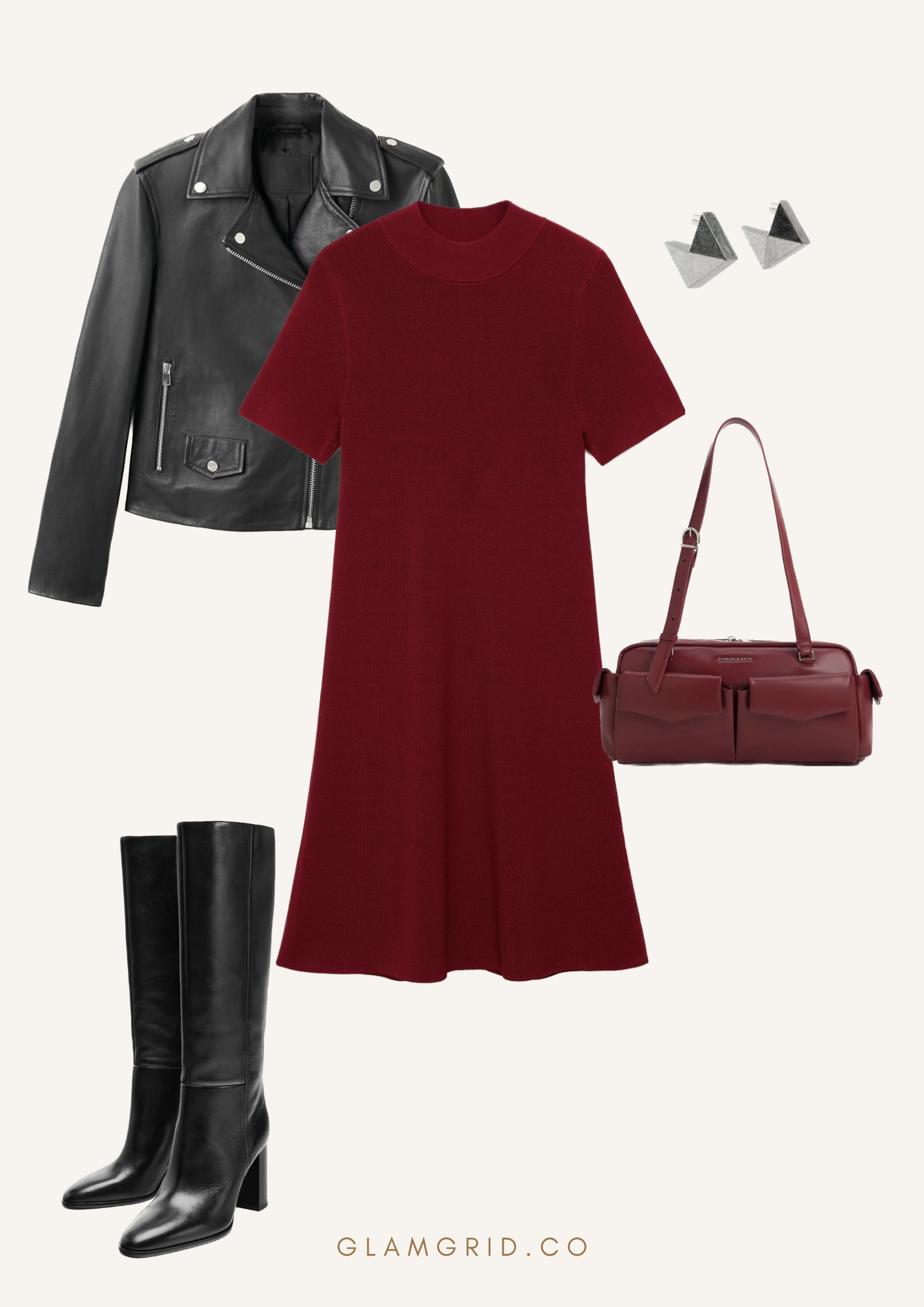 Style knee-high boots with Leather Jacket