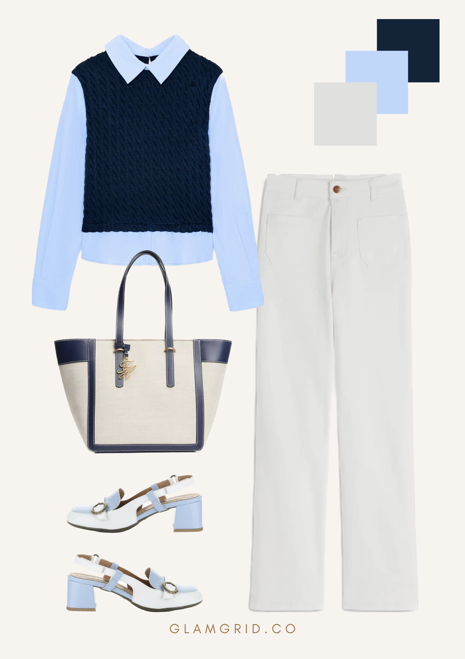 Old Money Color Combination: Blue, Navy & White
