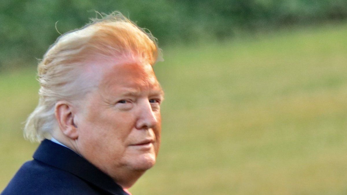 Donald Trump, in a field, looking at the camera.