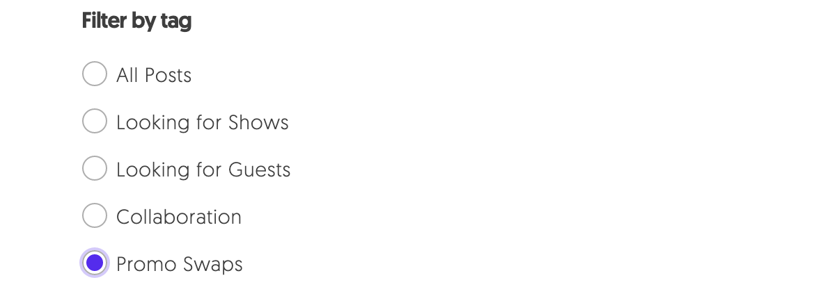 A shot of MatchMaker.fm's Filter By section.