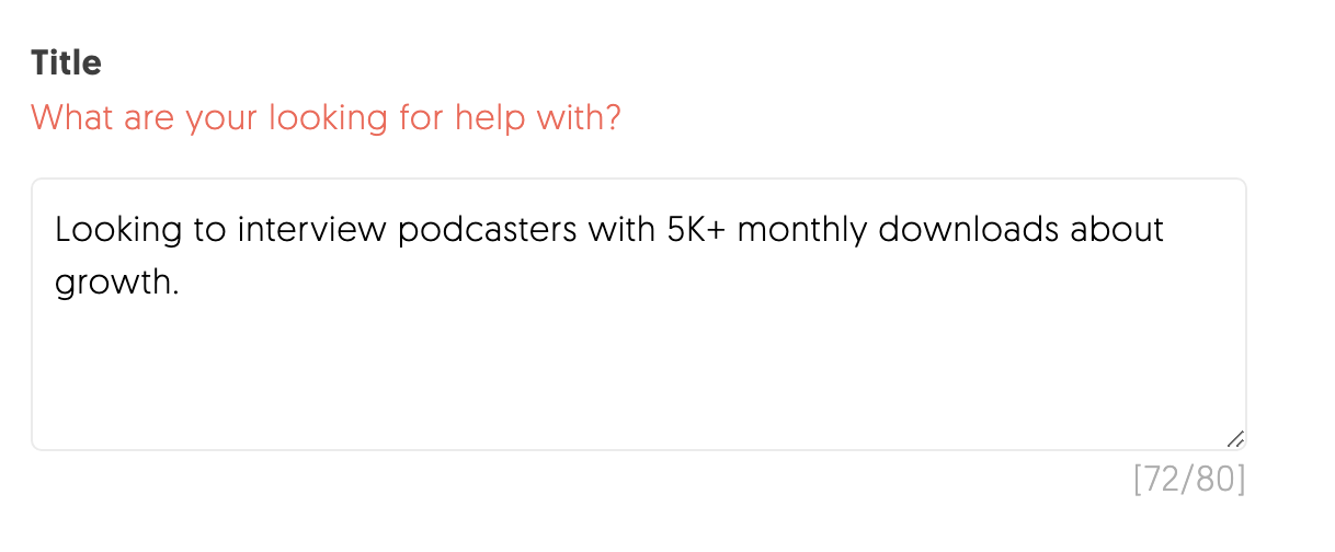 A text box allowing users to title their Community post.