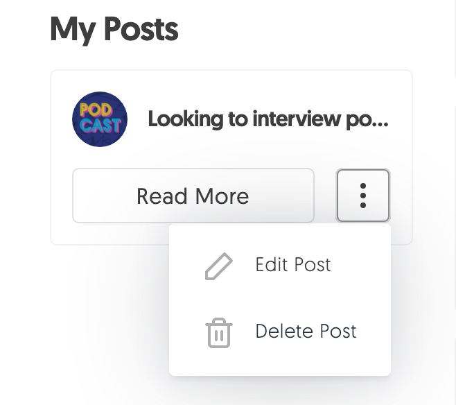 A drop down bar allowing users to edit their Community post.
