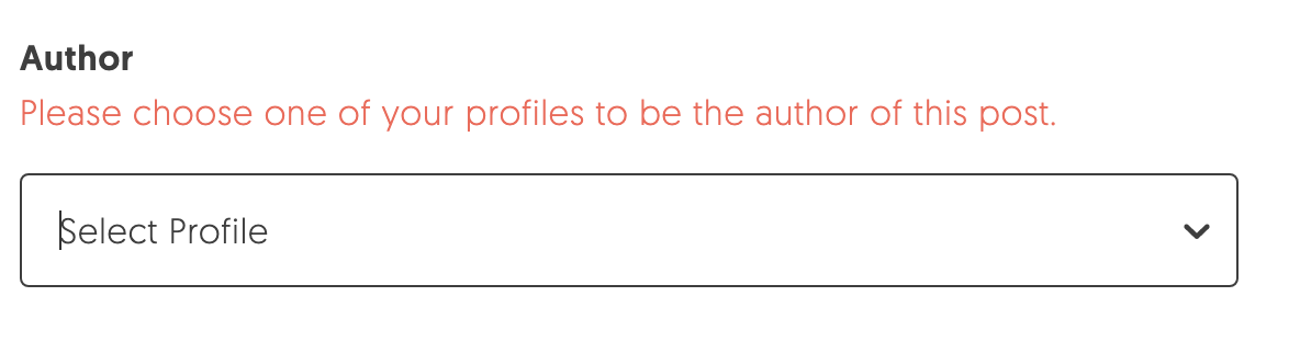 A drop down bar allowing users to choose a profile to be the post author.