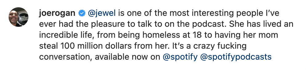 A tweet from Joe Rogan, promoting an upcoming interview on his podcast, The Joe Rogan Experience.