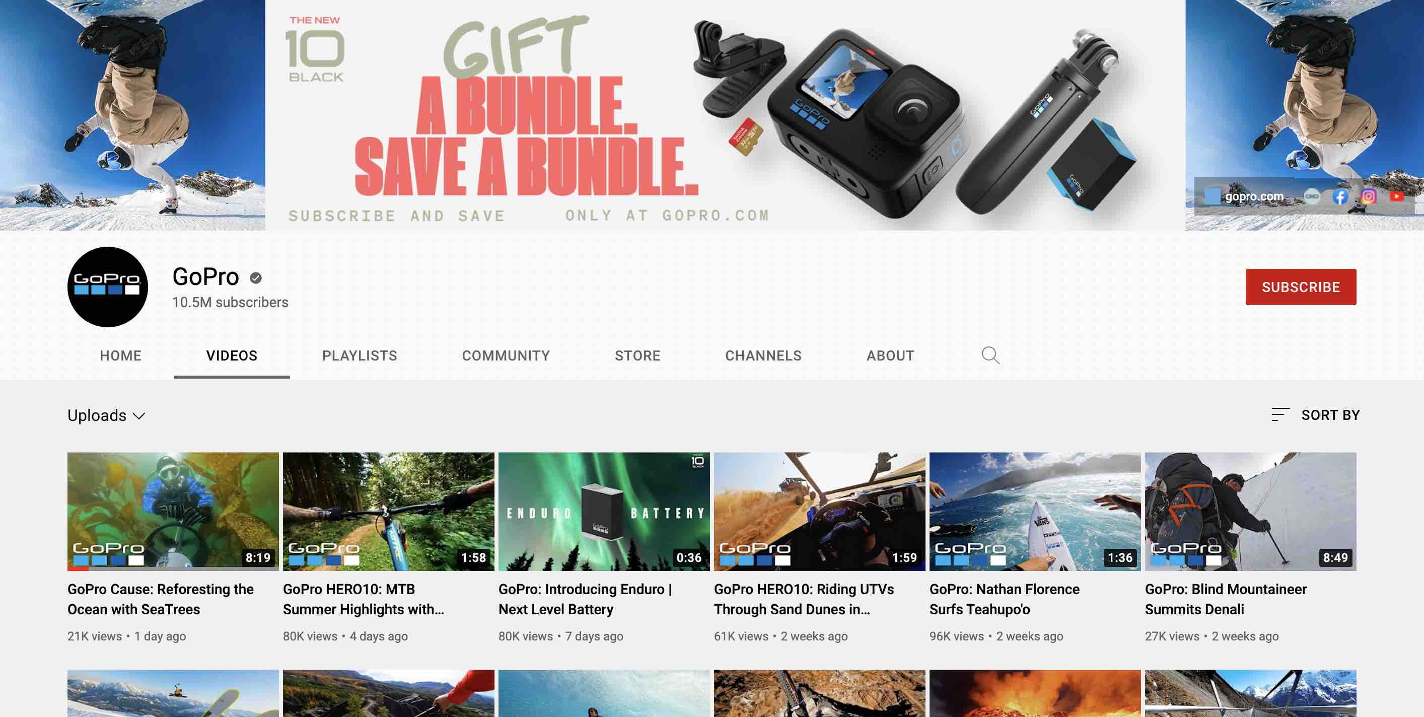 GoPro's YouTube channel.