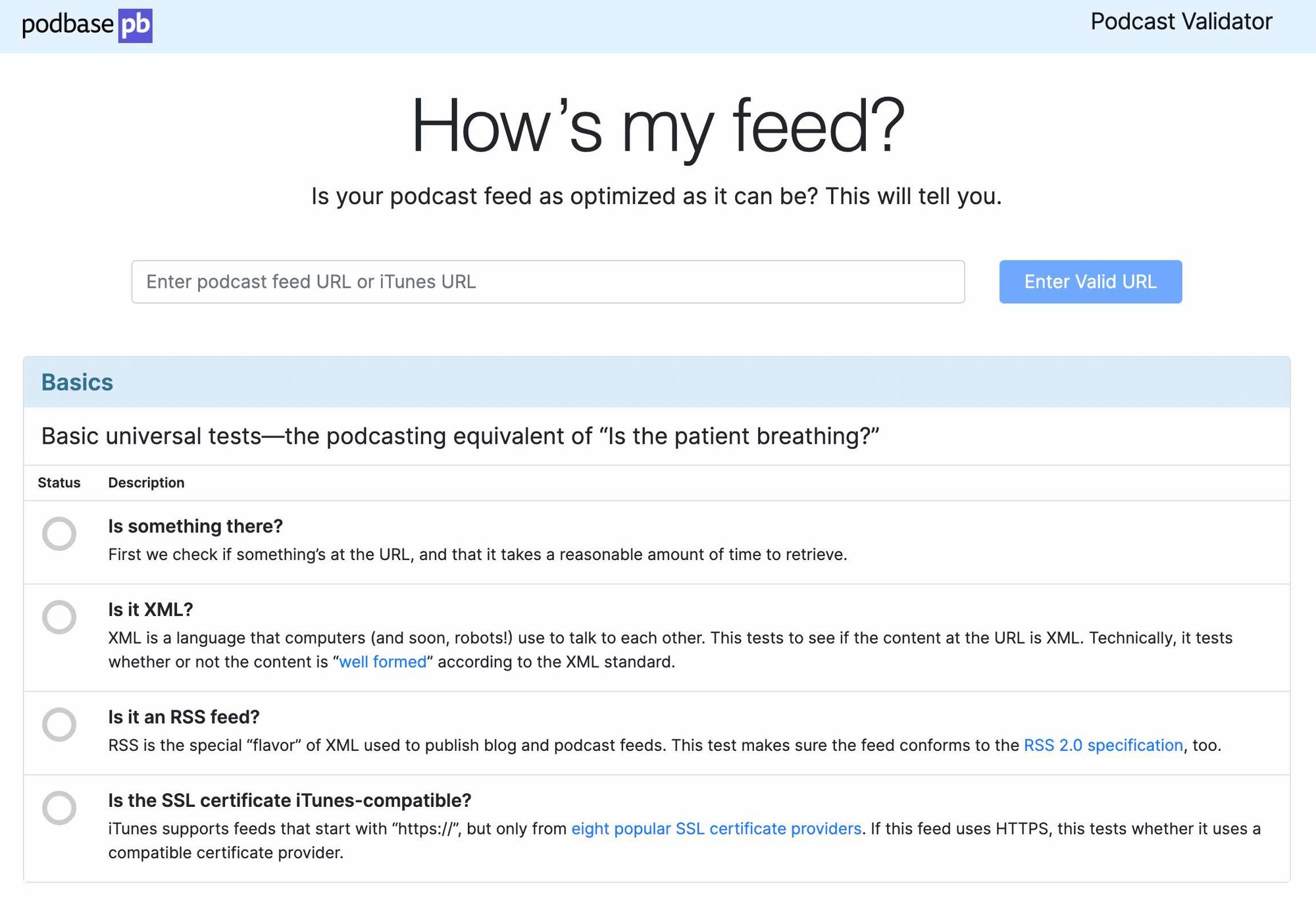 Podbase's website homepage.