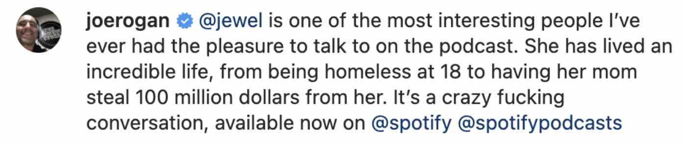 A tweet from Joe Rogan promoting one of his podcast guests.