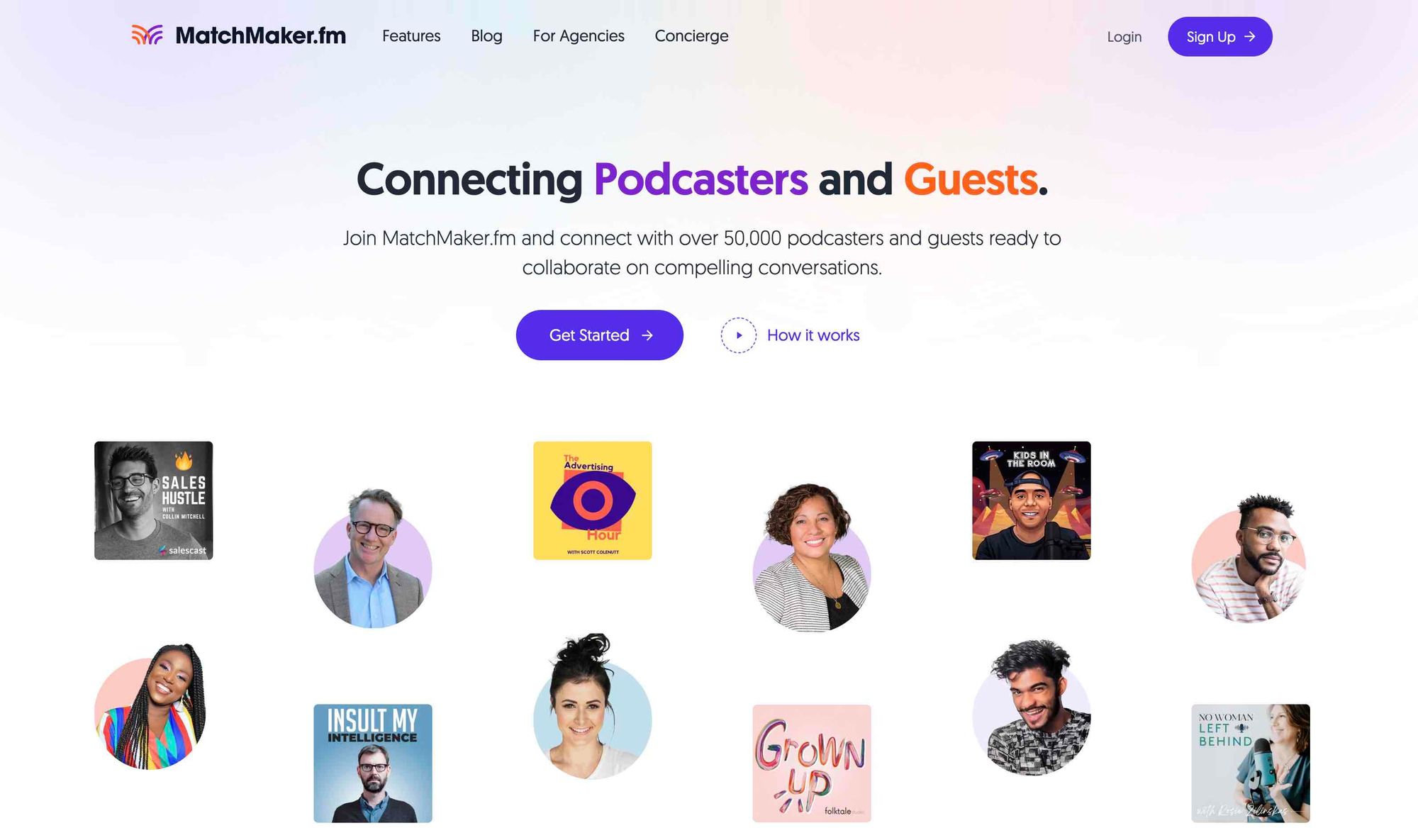 A shot of MatchMaker.fm's website homepage.