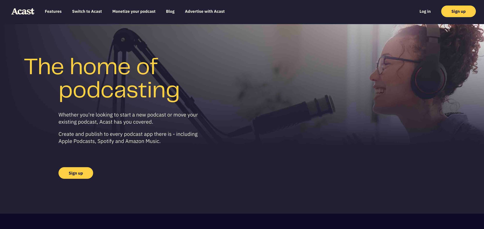 A screenshot of Acast's website homepage.