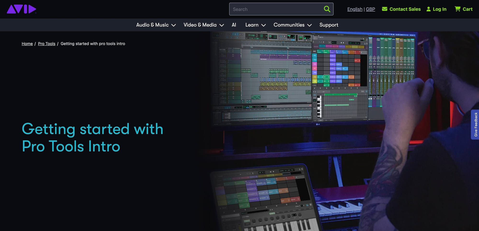 Avid Pro Tools Intro homepage