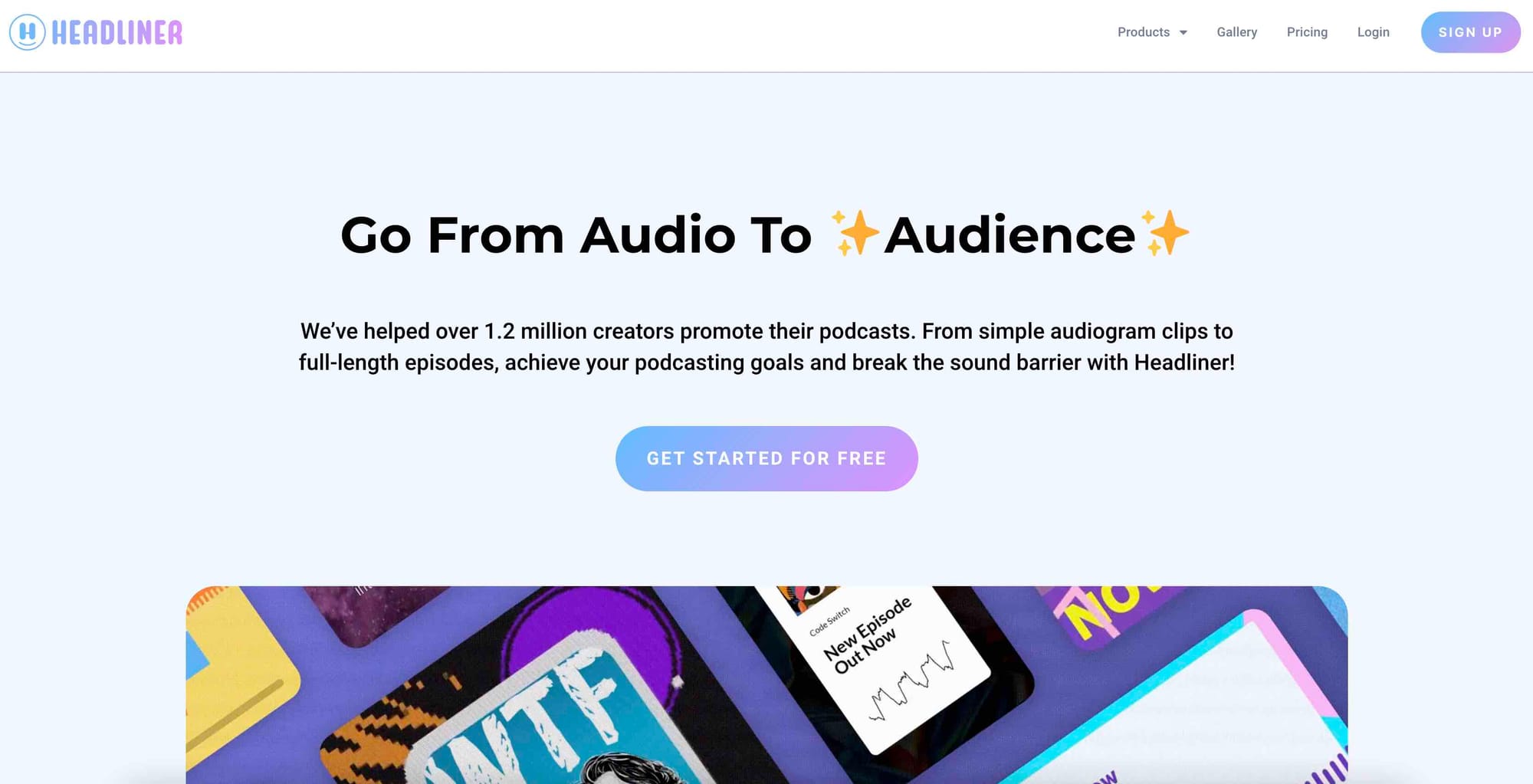 AI tool Headliner's website homepage.