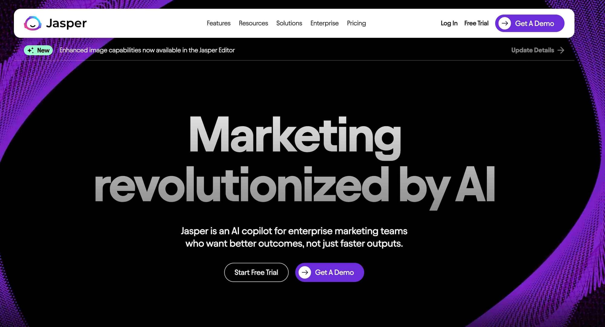 AI tool Jasper's website homepage.
